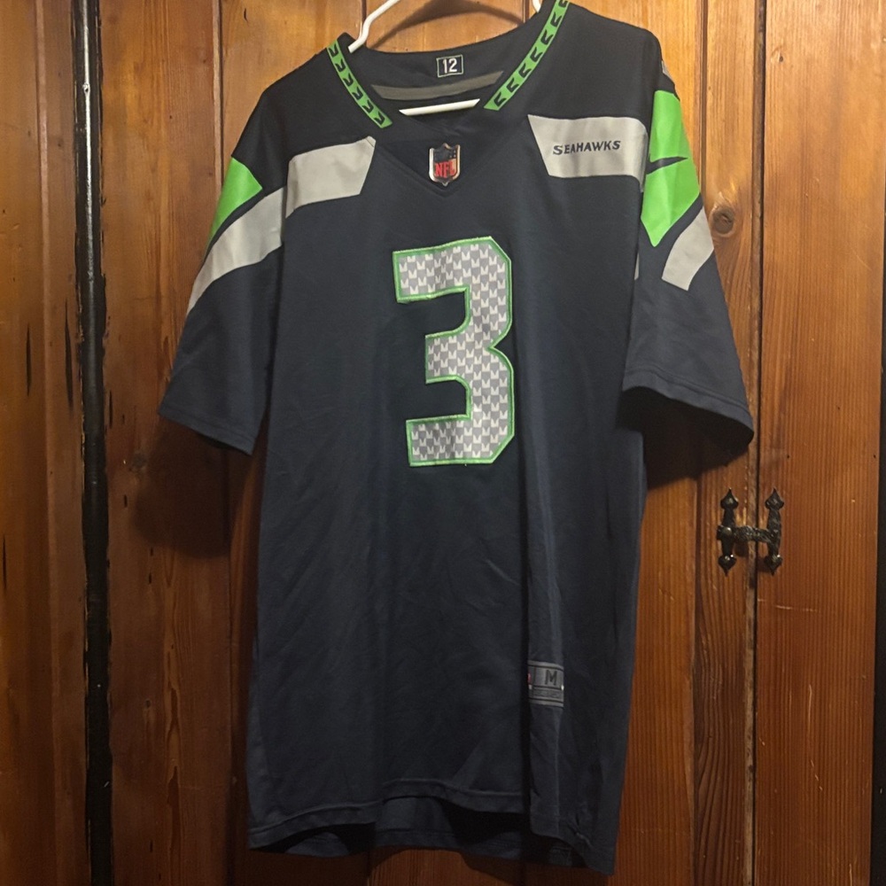 Nike Navy and Green Football Jersey